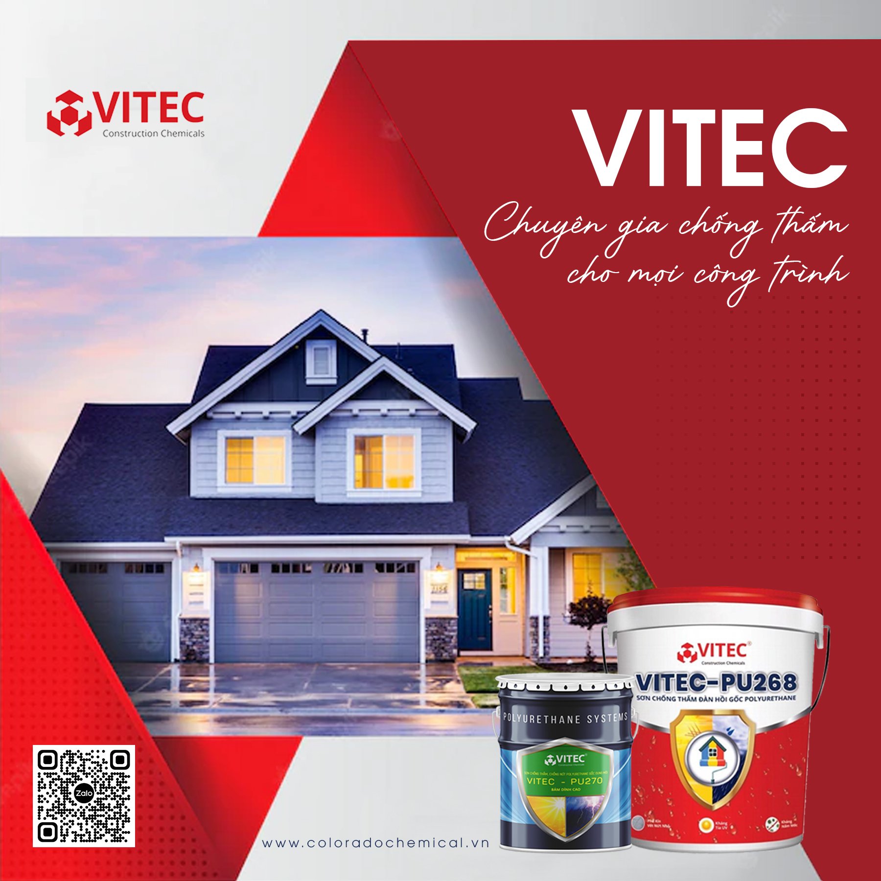 Sơn VITEC PU-270, xử lý chống thấm