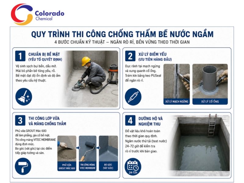 cách xử lý bể nước ngầm bị nứt