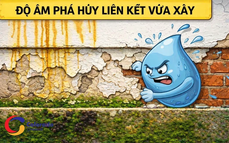 Độ ẩm phá hủy liên kết vữa xây