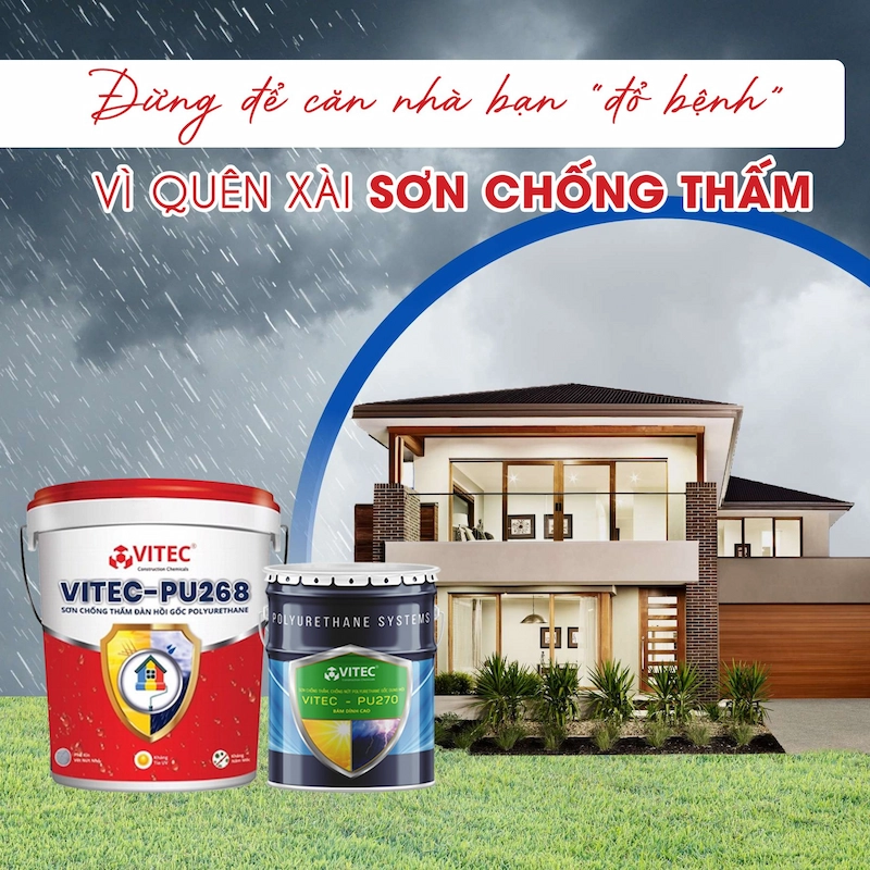 Giải pháp cho tường ngoài với Sơn chống thấm Vitec PU 270 và Vitec PU 268